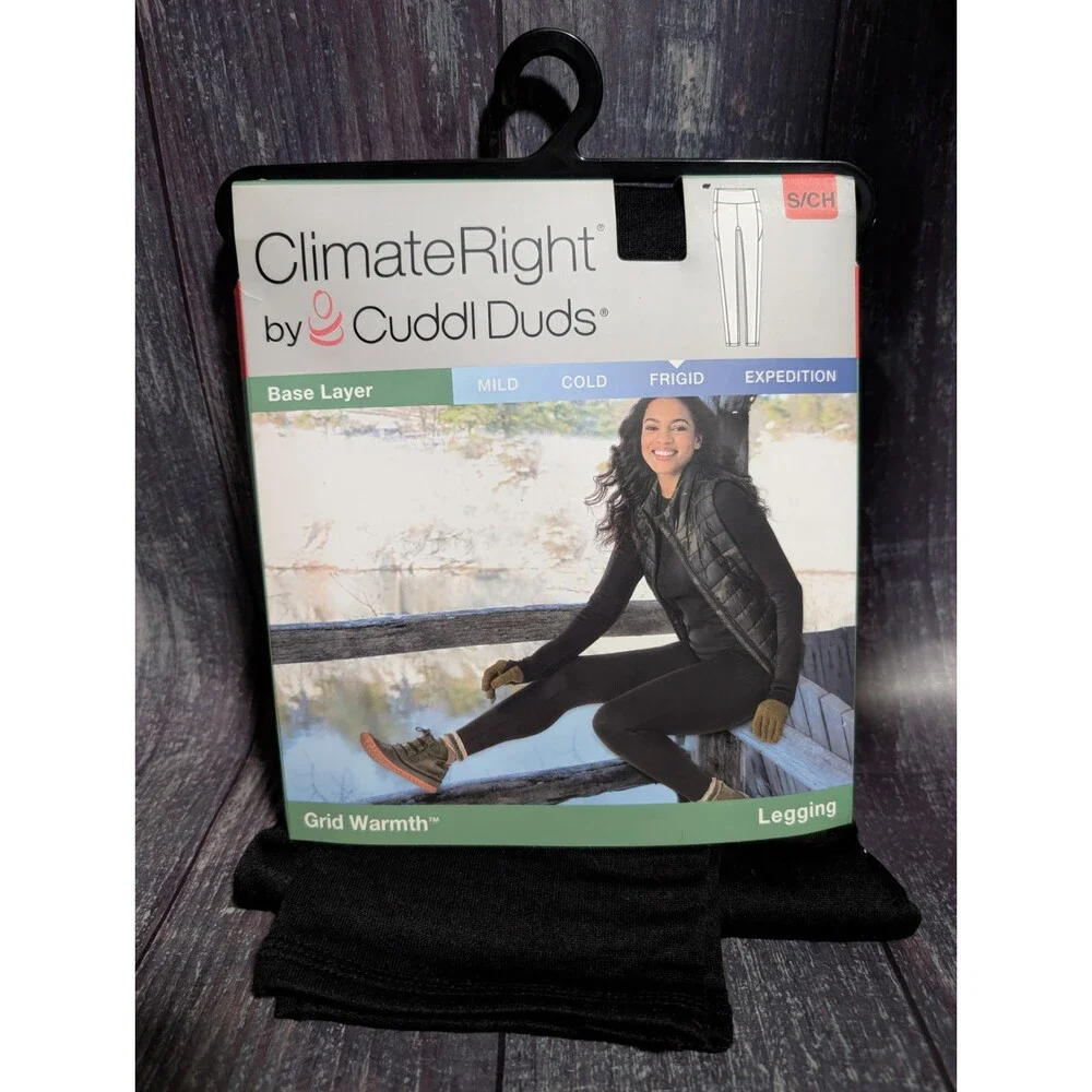 Women’s Climate Right Cuddl Duds Plush Warmth Frigid Leggings Black Small New